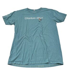 Chicken Shirt Graphic Tee Men's size Large Blue
